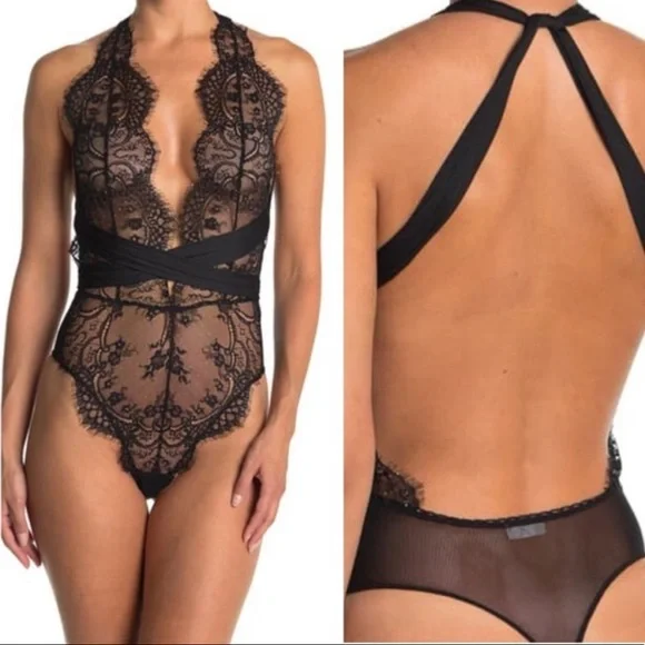 Free People Show Off Bodysuit Black Combo - Picture 1 of 3